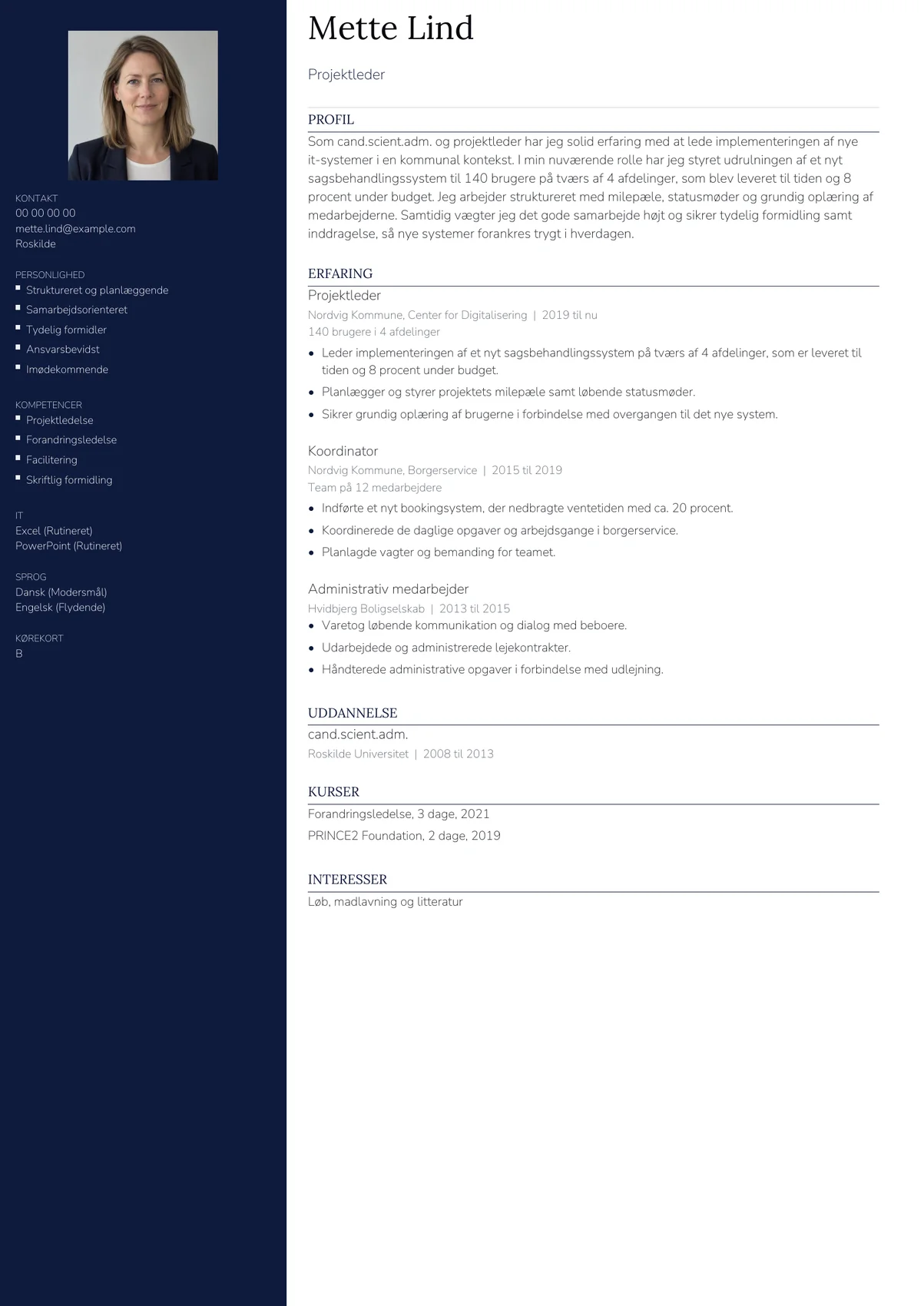 Eksempel på et CV